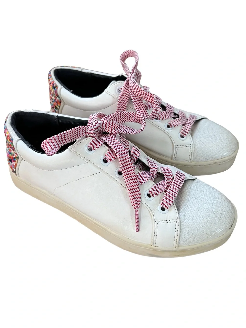 Circus by Sam Edelman White Sneakers Rainbow Beaded Heel Women’s 8